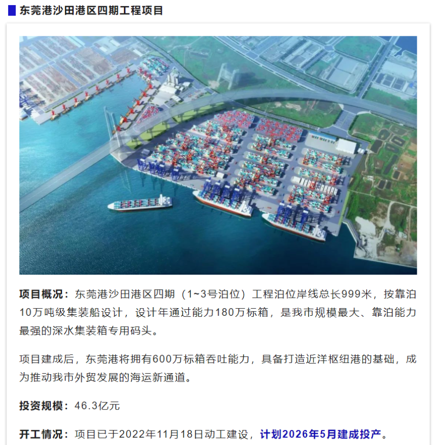 投資46.3億元，東莞港四期工程動(dòng)工！
